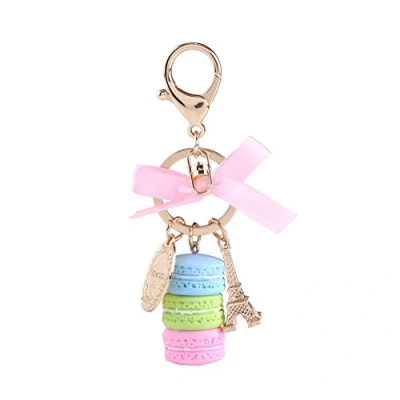 Afbeelding van Sleutelhanger Macaron van legering, schattig, kleurrijk, macaron, Eiffeltoren, hanger, auto, charme, decoratie voor huis, kinderen, feestcadeau, Kerstmis, Blauw