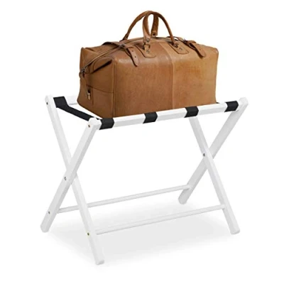 Afbeelding van Relaxdays inklapbaar kofferrek hout kofferstandaard bagagerek standaard bagage wit