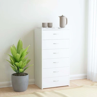 Afbeelding van Dressoir met 6 lades 50x34x96 cm bewerkt hout wit