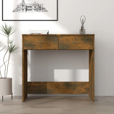 Afbeelding van Bureau 80x40x75 cm bewerkt hout gerookt eikenkleurig