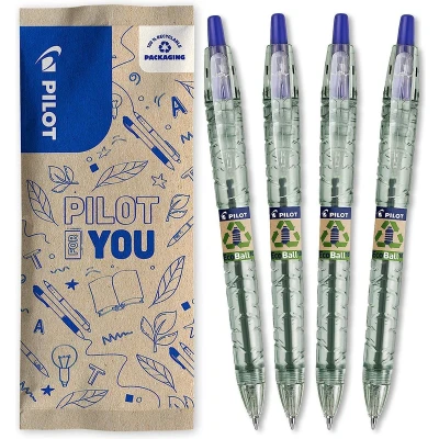 Afbeelding van Pilot B2P Ecoball Balpen flow pack Medium Blauw 4 stuks