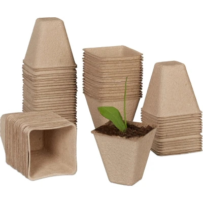 Afbeelding van Relaxdays kweekpotjes 8 cm afbreekbaar 80 vierkante stekpotjes zaaibakjes set