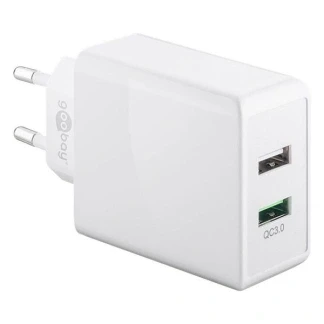 Afbeelding van USB A oplader Goobay 2 poorten (USB A, Quick Charge, 28W, Wit)