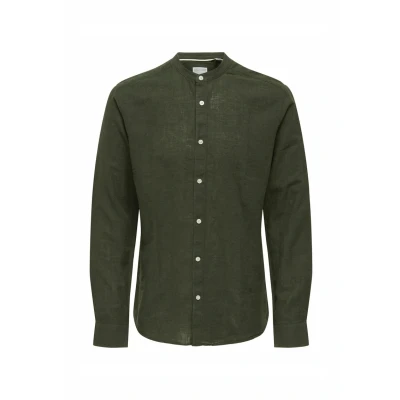 Afbeelding van Only &amp; Sons Overhemd Onscaiden Life Ls Solid Linen Mao N 22019173 Kambaba Mannen Maat M
