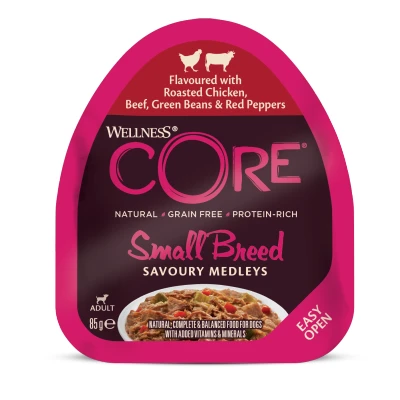 Afbeelding van Wellness Core Small Breed Savoury Medleys 85 g Hondenvoer Kip&amp;Rund