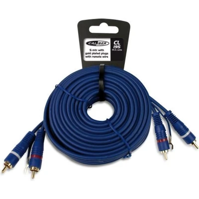 Afbeelding van RCA kabel Tulp Verguld 2x Dubbel Afgeschermd Audio 5 meter inclusief remote Blauw (CL195)