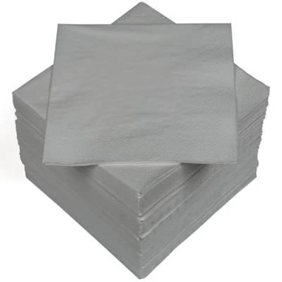 Image de HEKU 30241 23 : Lot de 100 serviettes en papier monochromes triple épaisseur, 33 x cm, argenté