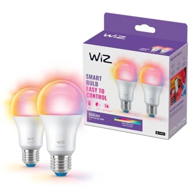 Image de WiZ Ampoule Connectée Lot de 2 Éclairage Coloré et Blanc E27