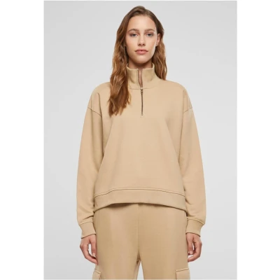 Afbeelding van Urban Classics Light Troyer Sweater, Dames, Maat: Medium, Unionbeige