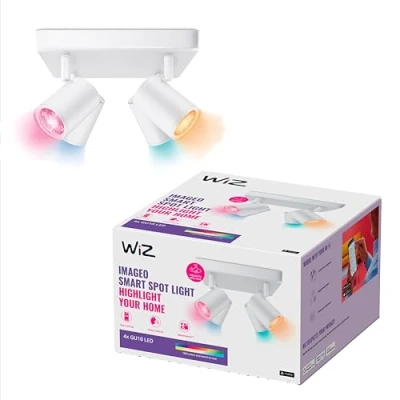 Afbeelding van WiZ 8719514554559 IMAGEO Spots 4x5W W 22 65K RGB SQ LED plafondlamp 20 Wit