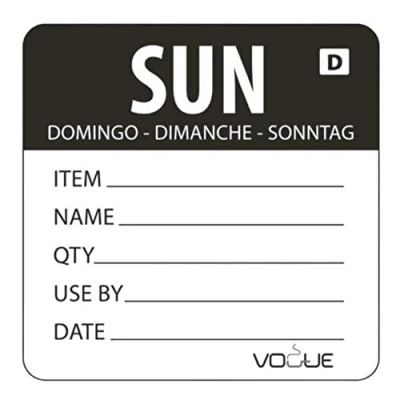 Afbeelding van Oplosbare voedseletiketten daglabels zondag/zwart Vogue, 250 stuks