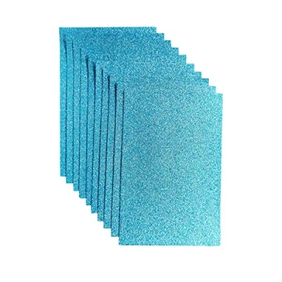 Afbeelding van Glitterstof, sterke glitterbladeren voor feestprojecten, 20 x 30 cm, verpakking met 10 glittervilten handwerk, vierkanten festivals (hemelsblauw)
