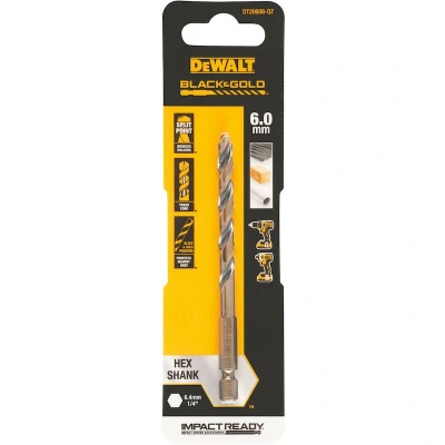 Afbeelding van DEWALT DT20608 QZ HSS G Metaal spiraalboor 1 stuks 6 mm Gezamenlijke lengte 102 Corrosiebestendig Zeskant stuk(s)