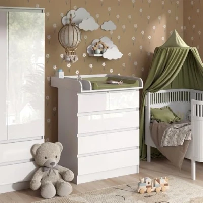 Afbeelding van Vicco Commode Emma, Wit, 80 x 110.2 cm met 5 laden