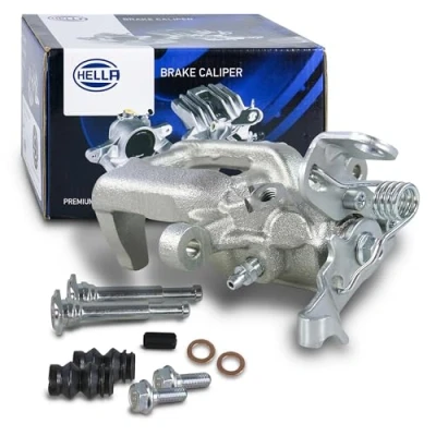 Afbeelding van HELLA 8AN 355 798 061 Remklauw Grijs gietijzer Zonder houder VOLKSWAGEN: Touran I, Caddy 3, GOLF 6, AUDI: A3 Sportback, Hatchback, Convertible