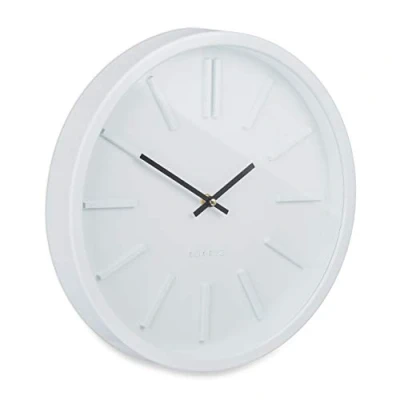 Afbeelding van Relaxdays wandklok 35 cm muurklok analoog keukenklok klok woonkamer modern wit