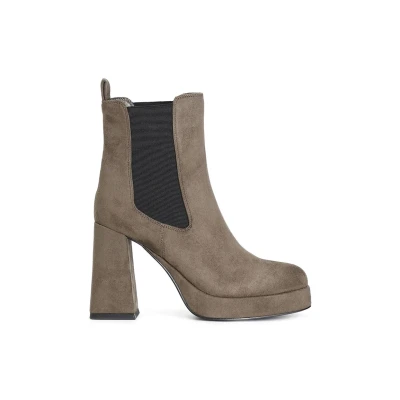 Afbeelding van CAFèNOIR Enkellaarsjes met plateauzool, Dames, Maat: 40, Taupe Textiel