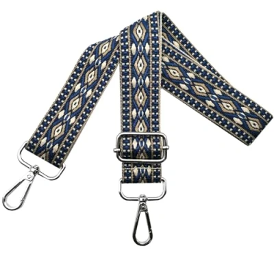 Afbeelding van N8 Verstelbare schouderriem voor damestas, verwisselbaar, breedte 3,8 cm, met zilveren karabijnhaken, schoudertas, handtas, blauw