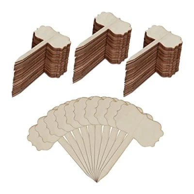 Afbeelding van Relaxdays plantenlabels hout set van 100 grote plantenbordjes moestuin naambordjes