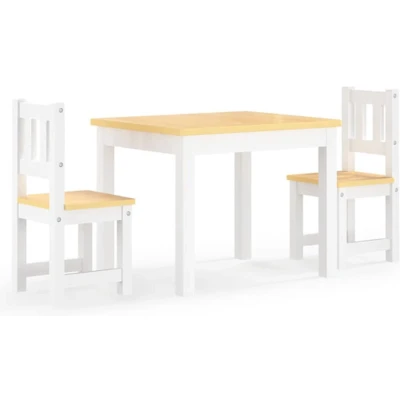 Afbeelding van vidaXL 3 delige Kindertafel en stoelenset MDF wit beige