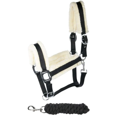 Afbeelding van Harry&#039;s Horse Halsterset Soft Zwart/Wit Pony