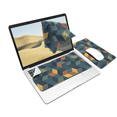 Afbeelding van SenseAGE Ekax multifunctionele muismat, 3 in 1 voor computer, kantoor, draagbaar en wasbaar, ultradun, schermbescherming, schoonmaakdoekjes van microvezel, donkergroen