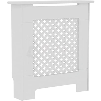 Afbeelding van Vida Designs Oxford Moderne radiatorbekleding met traditionele lamellen, MDF, wit gelakt, klein