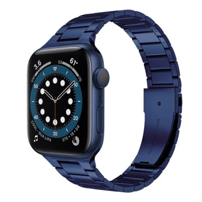 Afbeelding van Apple watch Stalen schakelband Donkerblauw Geschikt voor 38mm / 40mm 41mm