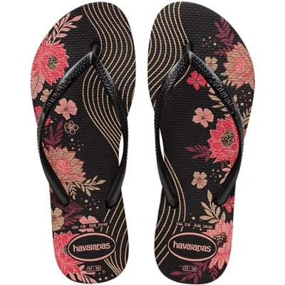 Afbeelding van Havaianas Slim Bio teenslippers voor dames, zwart.