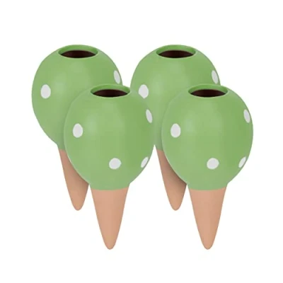 Afbeelding van Relaxdays waterdruppelaar kamerplanten set van 4 100 ml keramiek potplanten groen
