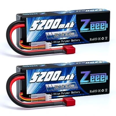 Afbeelding van Zeee 2 stuks lipo accu, 5200 mAh, 7,4 V, 50 C, RC met Deans T stekker, voor Evader BX Auto Truck LKW Truggy Hobby (2 pakketten)