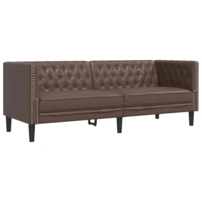 Afbeelding van vidaXL Driezitsbank Chesterfield stijl kunstleer bruin
