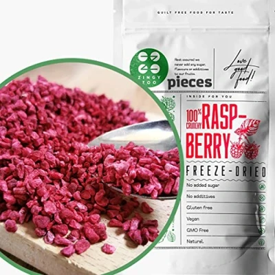 Afbeelding van Gevriesdroogde framboos in stukjes Natuurlijke Gedroogde frambozen vruchten Vers Fruit Freeze Dried Raspberry Pieces Himbeeren