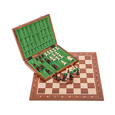 Afbeelding van Square Pro Set houten schaakset nr. 5 mahonie LUX schaakbord + schaakstukken Staunton