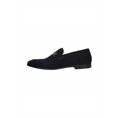 Afbeelding van Manfield Instappers, Heren, Maat: 40, Blau Veloursleer