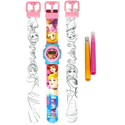 Afbeelding van Disney Princess horloge met inkleurbare bandjes