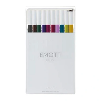 Afbeelding van Uni Emott markeerstift 10 stuk(s) Zwart, Blauw, Bruin, Fuchsia, Groen, Lichtgroen, Oranje, Roze, Rood, Geel