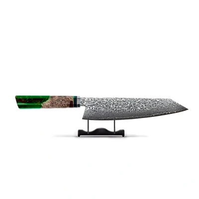 Afbeelding van Emerald Octagon Damascus japans Kiritsuke 23 cm Special Edition