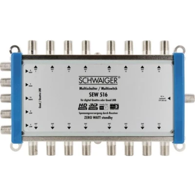Afbeelding van Schwaiger SEW516 531 satelliet multiswitch Ingangen (satelliet): 5 (4 / 1 terrestrisch) Aantal gebruikers: 16 Standby functie, geschikt voor Quad LNB