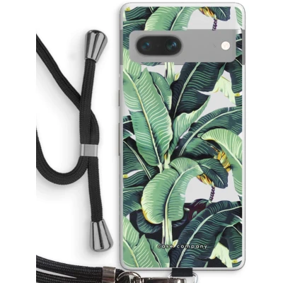Afbeelding van Case Company® hoesje met Koord geschikt voor Google Pixel 7 Bananenbladeren Telefoonhoesje Zwart Bescherming aan alle Kanten en Over de Schermrand