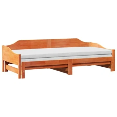 Afbeelding van Slaapbank Met Onderschuifbed 90X200 cm Massief Grenenhout 90 x 200 / Naturel