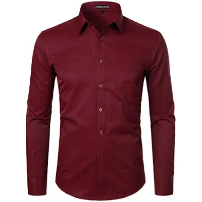 Afbeelding van PARKLEES Herenhemd met lange mouwen, slim fit, borstzak, Micro twilled bordeaux