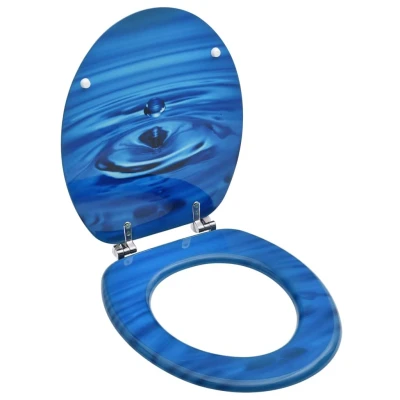 Afbeelding van Toiletbril met deksel waterdruppel MDF blauw
