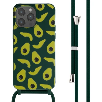 Afbeelding van iPhone 15 Pro Max hoesje met koord iMoshion Siliconen design Groen / Avocado Green