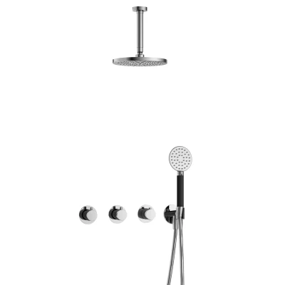 Afbeelding van Hotbath Cobber Regendoucheset IBS70 Chroom Ronde handdouche 20cm Hoofddouche 15cm Plafondbuis Handouche met wandhouder