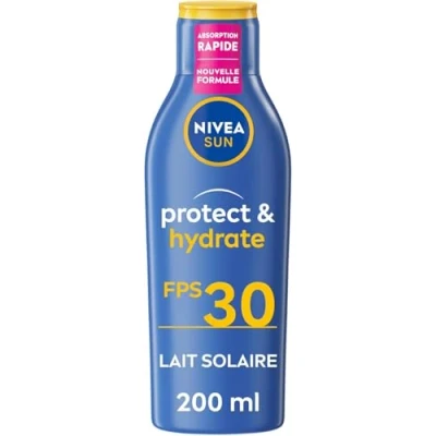 Image de NIVEA SUN Lait Solaire Protect &amp; Hydrate SPF 30 200 ml — Crème résistante à l&#039;eau Protège et Haute Protection Visage Corps
