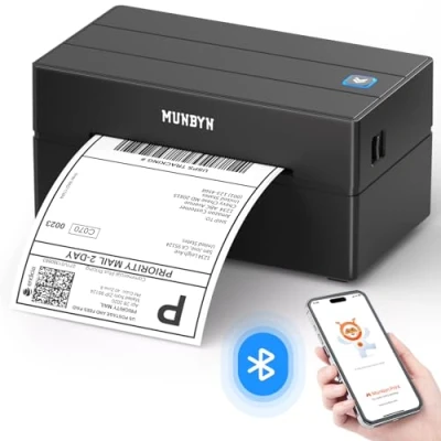 Afbeelding van MUNBYN DHL Bluetooth labelprinter, labelprinter 4x6, thermische printer voor Shopify, Ebay, Etsy, Amazon, DHL, Evri, DPD, UPS, FedEx, ITPP130B, zwart