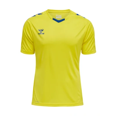 Afbeelding van Hummel Hmlcore XK POLY S/S Tshirt print, Heren, Maat: XXL, Blazing yellow true blue
