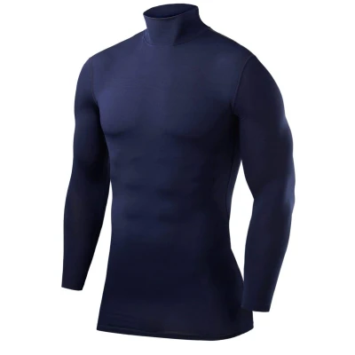 Afbeelding van Compressietop met Lange Mouwen Mockhals voor Jongens Navy Eclipse (Blauw)