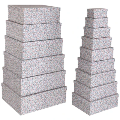 Afbeelding van Set decoratieve dozen Versa Roze Karton Blommor (15 Onderdelen)